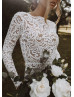 Long Sleeves Ivory Lace Low Back Timeless Wedding Dress